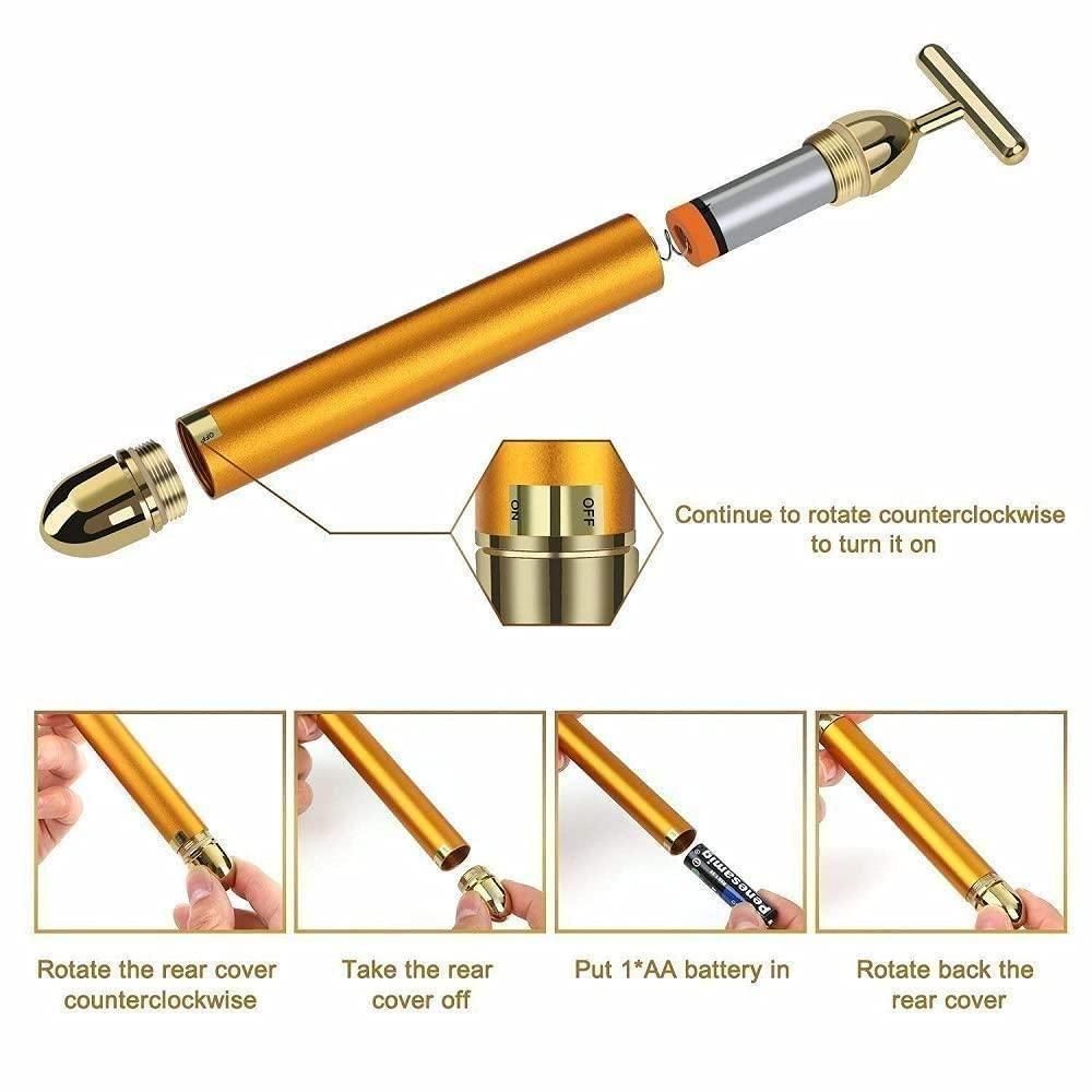 24K Gold Energy Beauty Bar – Electric Face Lifting & Anti-Aging Massage Roller