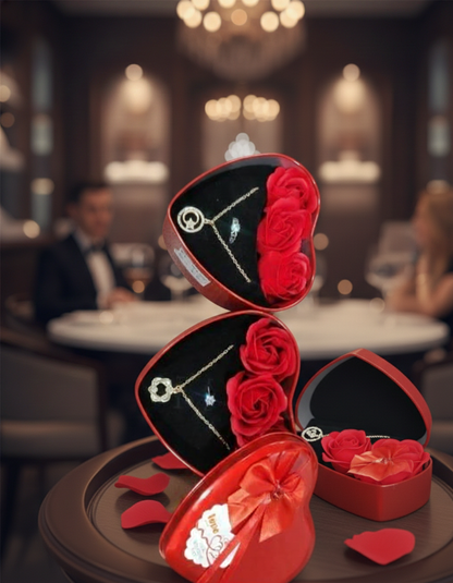 Romantic Heart Shaped Rose Gift Box with Elegant Random Jewelry – Perfect Surprise Gift for Loved Ones