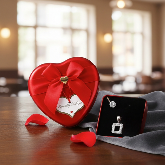 Romantic Heart Shaped Rose Gift Box with Elegant Random Jewelry – Perfect Surprise Gift for Loved Ones